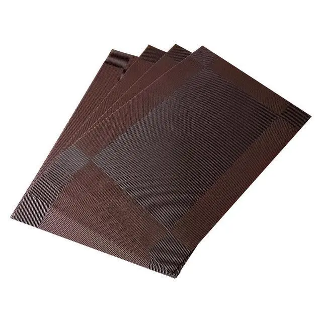 Alt view image 3 of 6 - Table Placemats Dining Table Place Mats Set of 4 Heat Resistant Insulation Non-Slip Vinyl for Kitchen Dining Room 18" * 12" Dark Brown