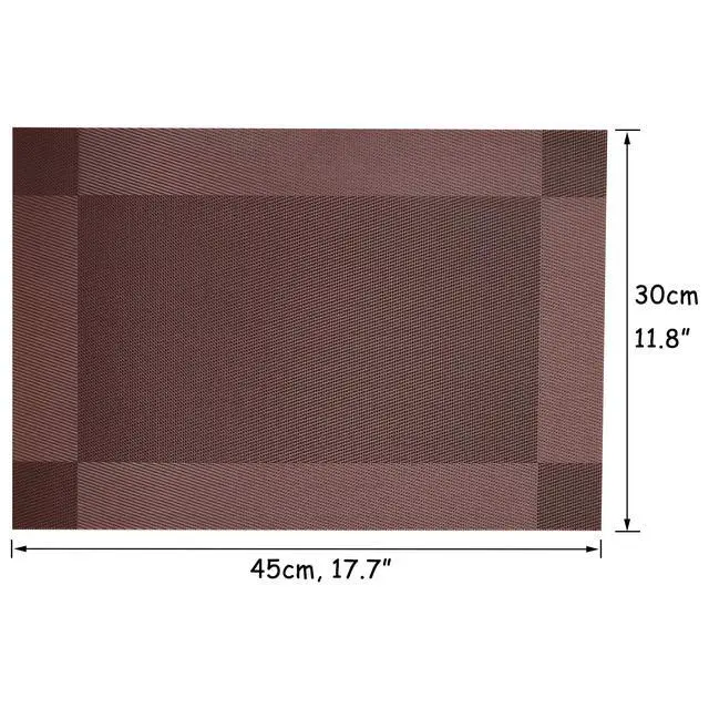Alt view image 6 of 6 - Table Placemats Dining Table Place Mats Set of 4 Heat Resistant Insulation Non-Slip Vinyl for Kitchen Dining Room 18" * 12" Dark Brown