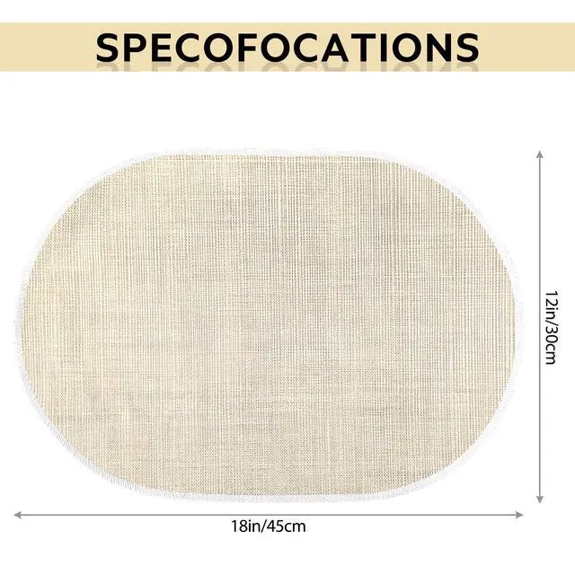 Alt view image 3 of 7 - Beige Placemats Set of 4, 12x18 Inch Oval Washable Place Mats Easy to Clean Heat Resistant Table Mats, Wipeable Place Mats for Kitchen, Dining RoomBeige, 4