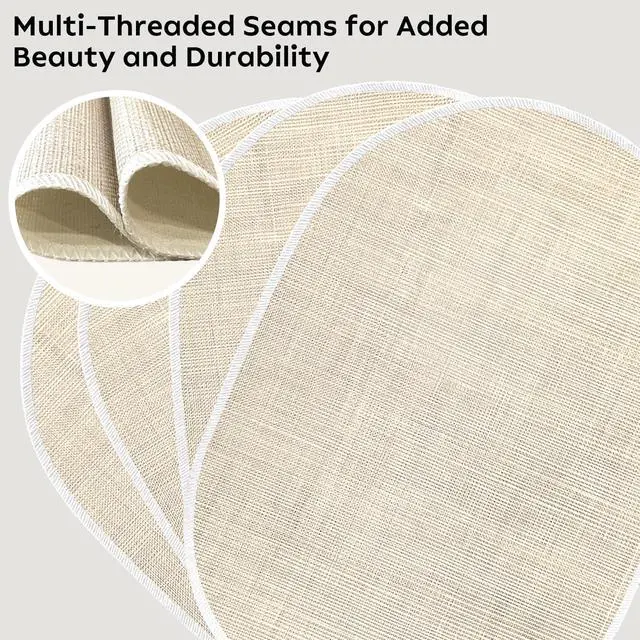 Alt view image 5 of 7 - Beige Placemats Set of 4, 12x18 Inch Oval Washable Place Mats Easy to Clean Heat Resistant Table Mats, Wipeable Place Mats for Kitchen, Dining RoomBeige, 4