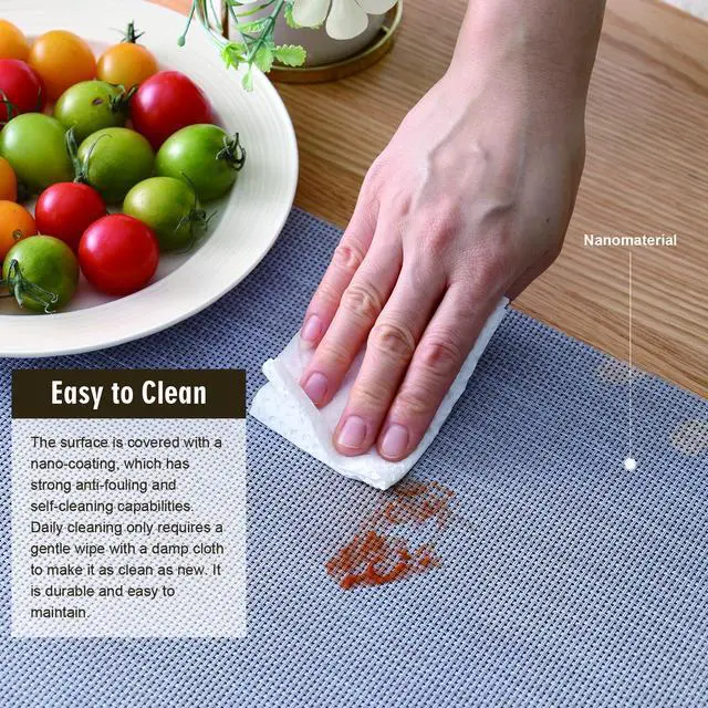 Alt view image 5 of 7 - Placemats, Temperature-Color-Changing Kitchen Table Mat | Eco-friendly nano material changes from blue at 25°C to red at 35°C; self-cleaning and easy to wipe.