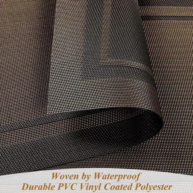 Alt view image 2 of 7 - Woven Vinyl Placemats Set of 4 Wipe Clean Place Mats for Dining Table Heat Resistant PVC Weave Table Mats Indoor Outdoor (4, Frame Black Gold)