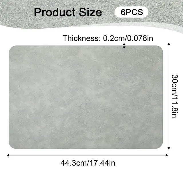 Alt view image 2 of 7 - Set of 6 Leather Placemats-12 X 17" Wipeable Placemats Waterproof Heat Resistant Place Mats Vinyl Reversible Table Mats for Kitchen, Dining, Outdoor(Beige)