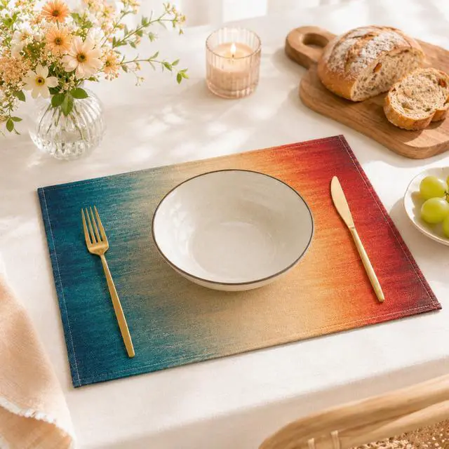 Alt view image 3 of 7 - 12x18 Inch Farmhouse Placemats, 4Pcs Heat Resistant Washable Place Mats | Waterproof Non-Slip Wipeable Table Mats for Outdoor Home Party Kitchen Dining Decoration