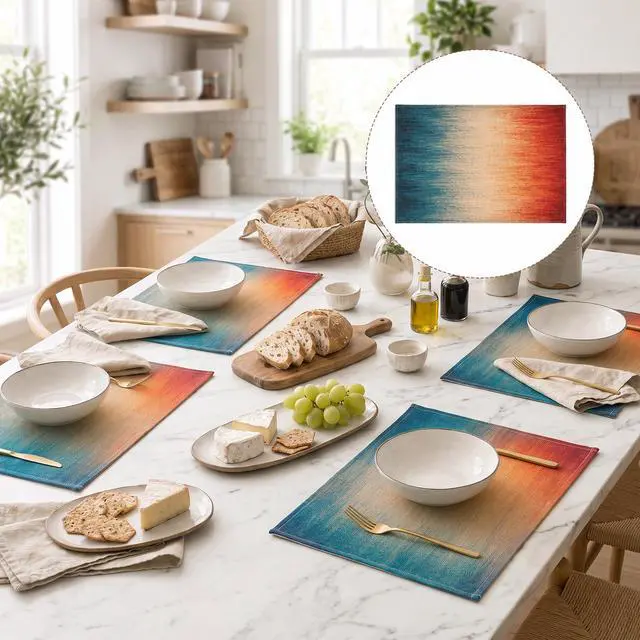 Alt view image 4 of 7 - 12x18 Inch Farmhouse Placemats, 4Pcs Heat Resistant Washable Place Mats | Waterproof Non-Slip Wipeable Table Mats for Outdoor Home Party Kitchen Dining Decoration