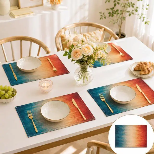 Alt view image 5 of 7 - 12x18 Inch Farmhouse Placemats, 4Pcs Heat Resistant Washable Place Mats | Waterproof Non-Slip Wipeable Table Mats for Outdoor Home Party Kitchen Dining Decoration