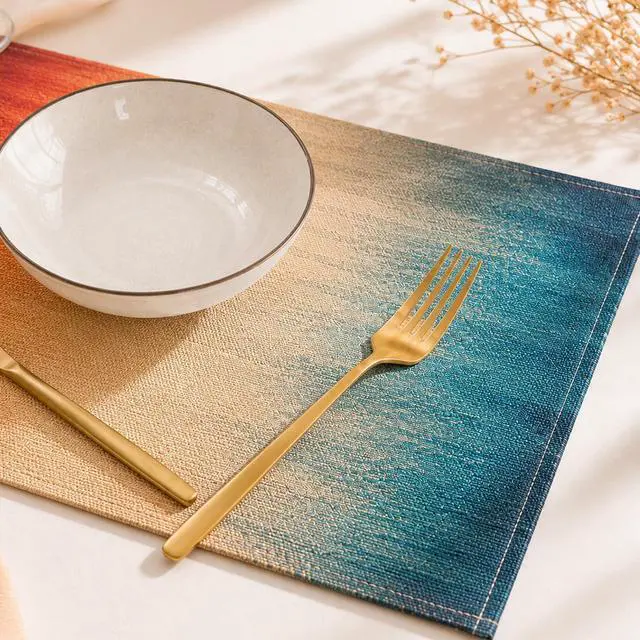 Alt view image 6 of 7 - 12x18 Inch Farmhouse Placemats, 4Pcs Heat Resistant Washable Place Mats | Waterproof Non-Slip Wipeable Table Mats for Outdoor Home Party Kitchen Dining Decoration