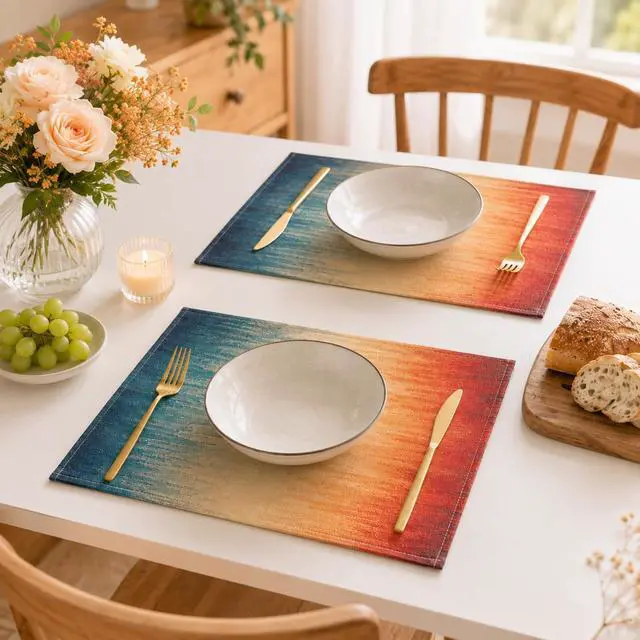 Alt view image 7 of 7 - 12x18 Inch Farmhouse Placemats, 4Pcs Heat Resistant Washable Place Mats | Waterproof Non-Slip Wipeable Table Mats for Outdoor Home Party Kitchen Dining Decoration