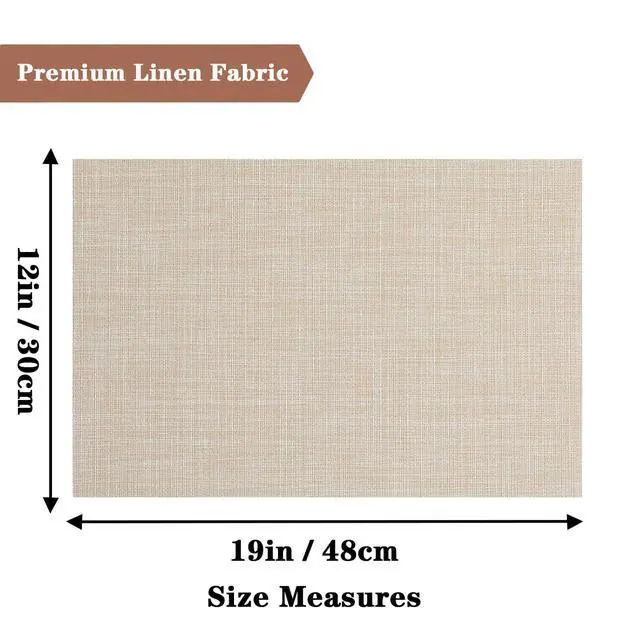 Alt view image 3 of 7 - Beige Placemats Set of 2 - Heat-Resistant, Non-Slip Table Mats | 2Pcs Washable Durable Woven Vinyl for Indoor & Outdoor Dining Place mats