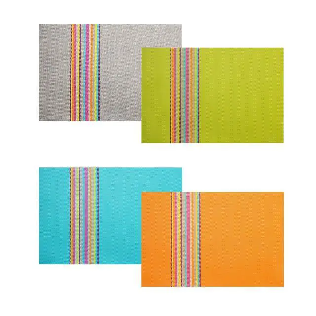 Alt view image 4 of 7 - Placemats Set of 4 Colorful Woven Vinyl Place Mats for Dining Table Reversible PVC Heat Resistant Table Mats (4, Multicolor)