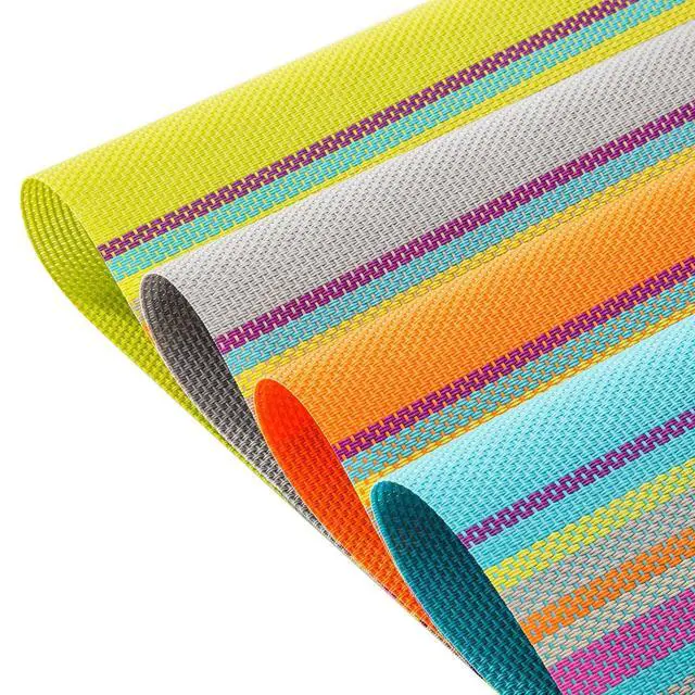 Alt view image 6 of 7 - Placemats Set of 4 Colorful Woven Vinyl Place Mats for Dining Table Reversible PVC Heat Resistant Table Mats (4, Multicolor)