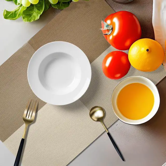 Alt view image 4 of 6 - Placemats Set of 4 Vinyl Washable Coffee Square Placemats, 18"x12" Wipeable Heat-Resistant Non-Slip Easy Clean Table Mats Ideal for Dining Table Table Runner and Outdoor (4, Coffee Square)