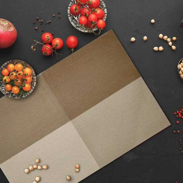 Alt view image 6 of 6 - Placemats Set of 4 Vinyl Washable Coffee Square Placemats, 18"x12" Wipeable Heat-Resistant Non-Slip Easy Clean Table Mats Ideal for Dining Table Table Runner and Outdoor (4, Coffee Square)