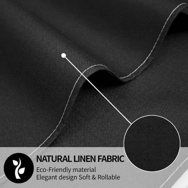 Alt view image 3 of 7 - Black Placemats Set of 4, 12x18 Inch Faux Linen Table Mats | Heat Resistant and Washable Design, Easy to Clean Surface for Dining Rooms, Kitchens, Outdoor Parties and Everyday Home Decor