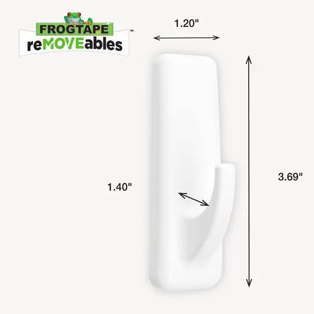 Alt view image 3 of 7 - reMOVEables Utility Wall Hook Large - Holds up to 5 lbs - 1 Reusable Hook & 2 Adhesive Strips - Damage Free, Removable Wall Hooks for Hanging - No Nails Stick On Hangers - White (Pack of 1)