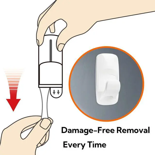 Alt view image 6 of 7 - 10lbs Large Utility Hooks, 2 Indoor Hooks with 6 Adhesive Strips, Damage-Free Wall Hooks for Garage/Office/Kitchen, Holds 10 lb, No Tools Removable Organizer
