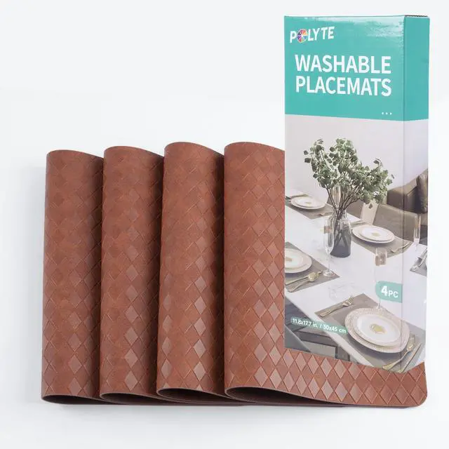 Alt view image 7 of 7 - Indoor/Outdoor Washable Vinyl Faux Leather Placemats, Set of 4