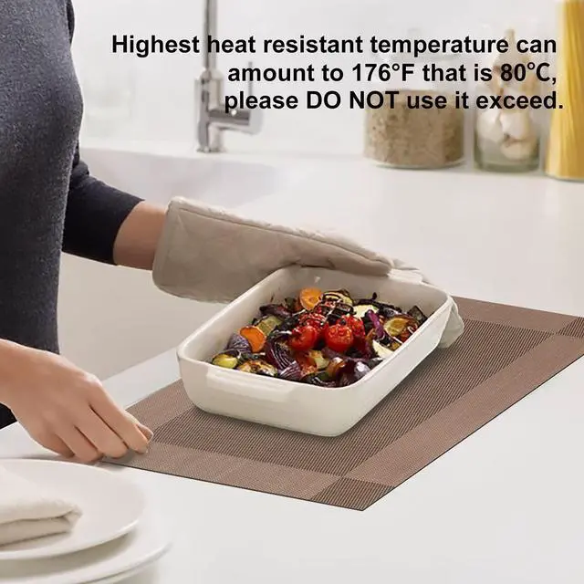 Alt view image 3 of 7 - Placemats Set of 4, Heat Resistant Place Mats, Washable Durable PVC Table Mats, Woven Vinyl Plastic Placemats for Dining Table, Non-Slip Stain Resistant Kitchen Table Placemats, Easy to Clean