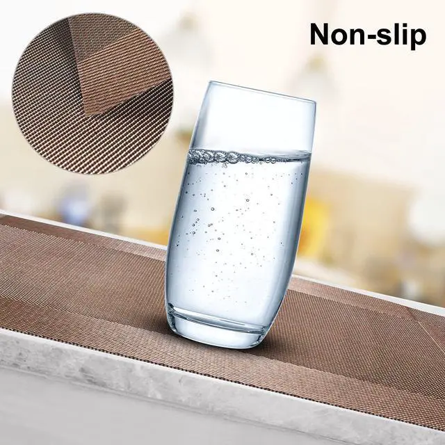 Alt view image 4 of 7 - Placemats Set of 4, Heat Resistant Place Mats, Washable Durable PVC Table Mats, Woven Vinyl Plastic Placemats for Dining Table, Non-Slip Stain Resistant Kitchen Table Placemats, Easy to Clean