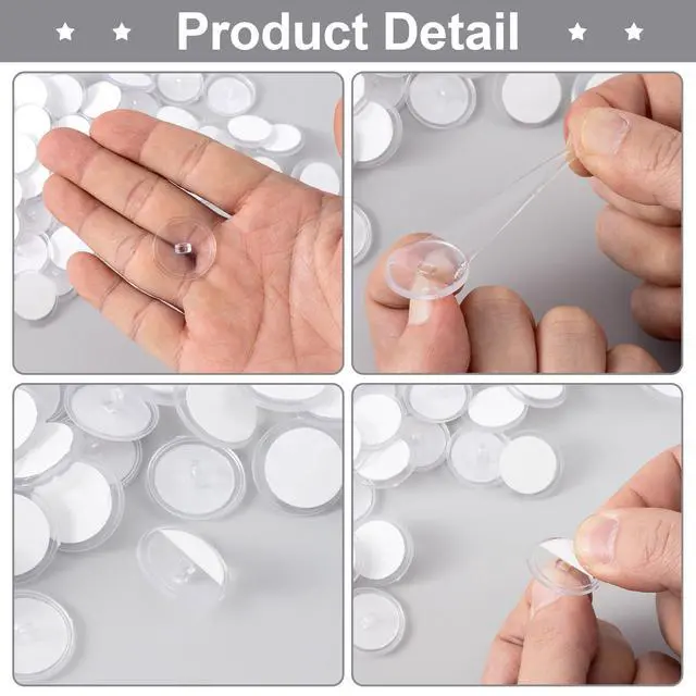 Alt view image 3 of 7 - 55 Pack Self-Adhesive Ceiling Hooks for Hanging, Sticky No-Drill Ceiling Discs with Metal Hook, Transparent Wall Hook Hanger for Wedding Birthday Party Christams Decorations