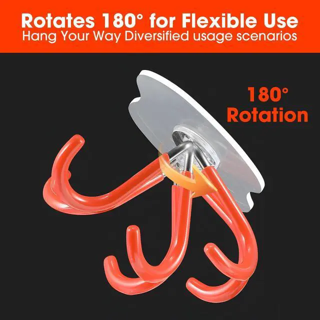 Alt view image 3 of 7 - Heavy Duty Adhesive Wall Hooks No Drill Double Hooks for Bathroom 2PCS
