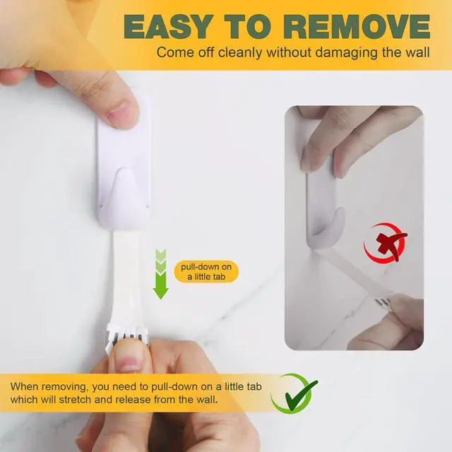 Alt view image 6 of 7 - Damage Free Hanging Wall Hooks, 20 Medium Hooks with 20 Adhesive Strips, Holds up to 2 lb, Removable No Damage Utility Hooks for Hanging, Organization and Storage,Decorations in Living Spaces