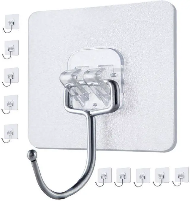 Main image of 5PCS Wall Hooks with Strong Adhesion, Clear Waterproof Wall Hooks | Adhesive Hooks for Hanging Clothes, Towels, Keys, Sunglasses, and Kitchenware, Installation without Tools Required, Durable