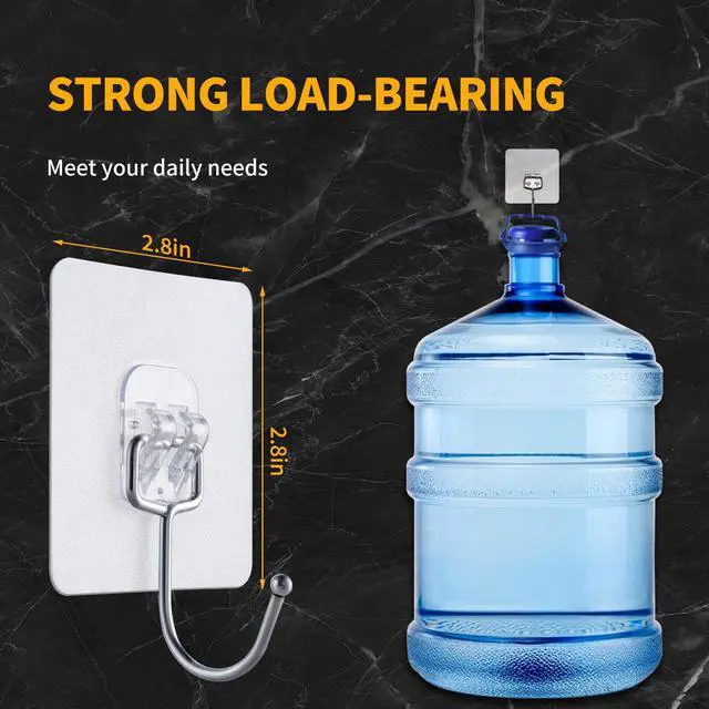 Alt view image 2 of 7 - 5PCS Wall Hooks with Strong Adhesion, Clear Waterproof Wall Hooks | Adhesive Hooks for Hanging Clothes, Towels, Keys, Sunglasses, and Kitchenware, Installation without Tools Required, Durable