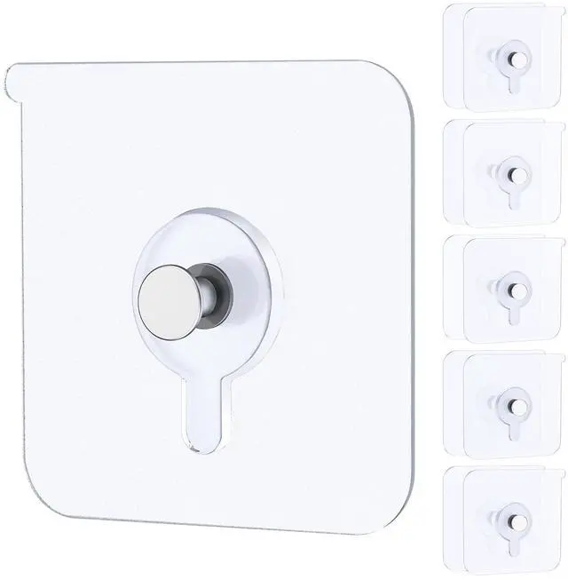 Main image of 10 Pcs Adhesive Picture Hooks, No Drill Screw Stickers | 20 lbs load, 2.2" size, heavy duty picture hangers without nails, hooks for hanging frame hanger, for bathroom kitchen