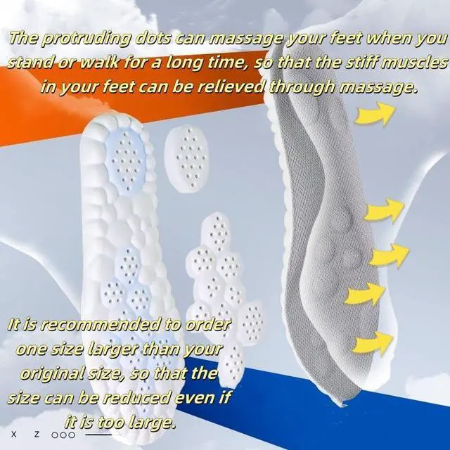 Alt view image 7 of 7 - Insoles for Women man,Cloud Soles for Men Women,4D Cloud Soles for Men,Anti Fatigue, Shock Absorption, Foot Pain Relief (Gray, S)