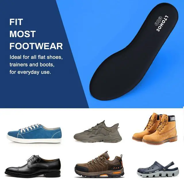 Alt view image 6 of 7 - Memory Foam Insoles for Men, Replacement Comfort 6mm Black US 11 | Shoe Inserts for Work Boots / Sneakers Cushion Insoles for Standing All Day Shock Absorbing Plantillas Zapatos Hombre