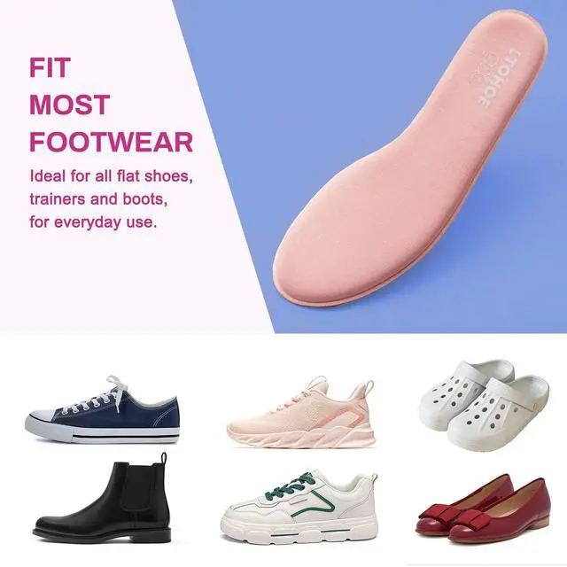 Alt view image 6 of 7 - Memory Foam Insoles for Women Replacement Comfort 6mm Pink US 7 | Shoe Inserts for Casual Shoes Refresh Daily Comfort Cushion Insoles for Standing Walking All Day Shock Absorbing