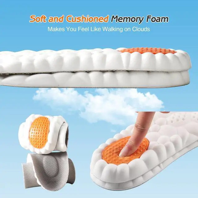Alt view image 3 of 7 - 4D Cloud-Soft Comfort Soles for Women - Memory Foam Cushioning Steppers Insoles with Heel Shock Pad - Trim-to-Fit Arch Support Insoles for Foot Pain Relief and Fatigue Reduction (US W 6.5-9)