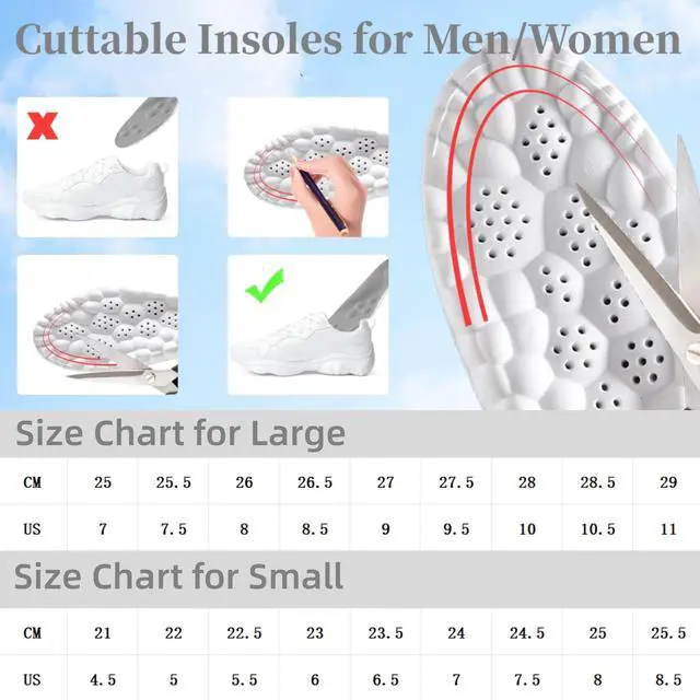 Alt view image 5 of 7 - Insoles Men, Shoe Inserts for Men, 4D Cloud Insoles for Men and Women, Steeper Insoles for Boots & Sneakers, Cuttable, Anti Fatigue, Shock Absorption, Foot Pain Relief (L: Men7-11)