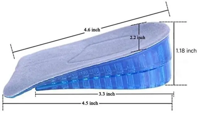 Main image of 1.8'' Two Layers Height Increase Taller Shoe Gel Insole Blue