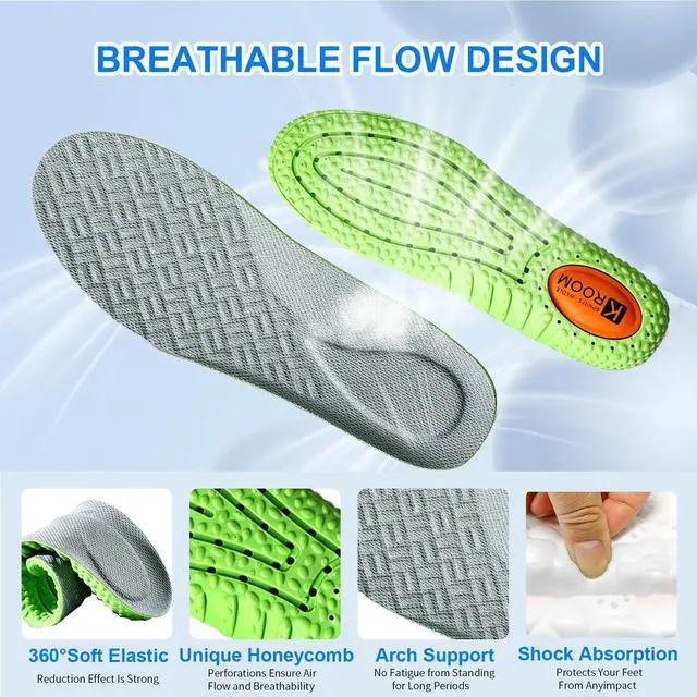Alt view image 2 of 7 - 2026 New 4D Cloud Steppers Insoles for Men & Women,Breathable Massage Shoe Inserts,Memory Foam Cushioning Insoles,Shock Absorption & Foot Pain Relief for Plantar Fasciitis(M 10.5-11 / W 12-12.5 290mm)
