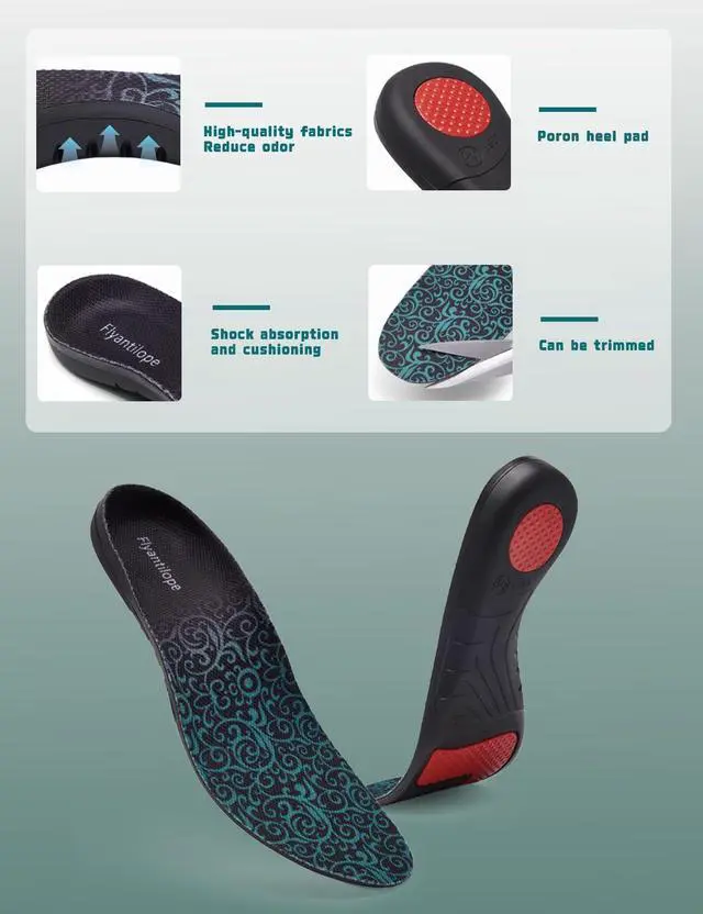 Alt view image 4 of 6 - Plantar Fasciitis Insoles for Men Women, 220+ lbs Heavy Duty Support Pain Relief Orthotics, High Arch Support for Pain Relief, Flat Feet Orthotic Insert, Work Boot Shoe Insole Fit for Standing All Day