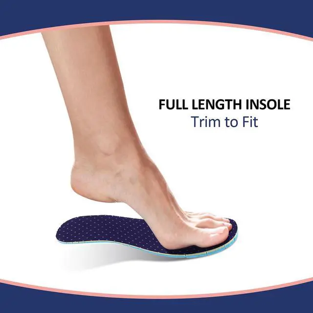 Alt view image 5 of 7 - 3 Pairs Breathable Shoe Insoles Inserts for Women Men,Navy Blue | Breathable Perforated Inserts for Women Men, Double-Layer Latex Foam, Replacement Insoles for Men 7-11 Woman 2-8, Cuttable