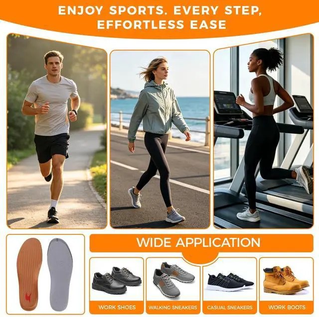 Alt view image 7 of 7 - Shoe Insoles, Comfort Thin Lightweight Shock Absorption and Cushion Soles | Memory Foam Insoles for Men and Women for Standing All Day, Anti-Fatigue, Relieve Foot Pain