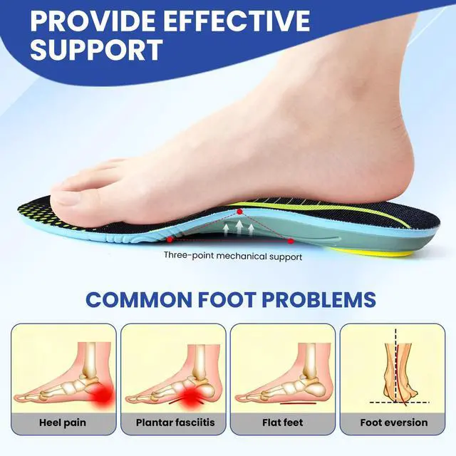 Alt view image 4 of 7 - Shoe Inserts for Women & Men Arch Support Orthotics Insoles for Plantar Fasciitis, Flat Feet, Pronation and Heel Pain(Men 7-7.5|Women 9-9.5)