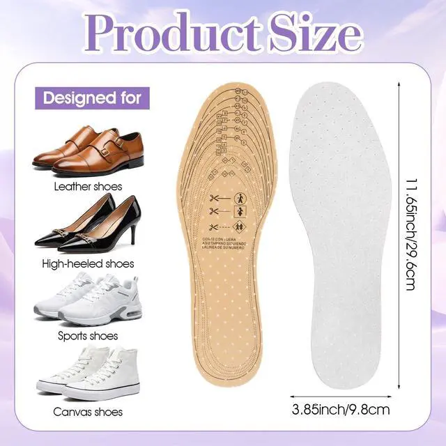Alt view image 2 of 7 - 3Pairs Thin Insoles for Women Men Breathable Thin Shoe Foam Inserts Replacement Soft Latex Insoles Inserts Walking Comfort for 1-8 Men 7-11 (Black, Brown, White)