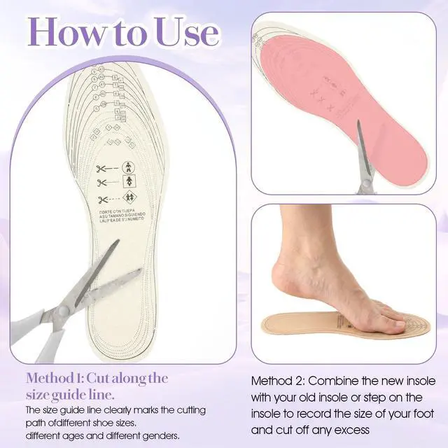 Alt view image 5 of 7 - 3Pairs Thin Insoles for Women Men Breathable Thin Shoe Foam Inserts Replacement Soft Latex Insoles Inserts Walking Comfort for 1-8 Men 7-11 (Black, Brown, White)
