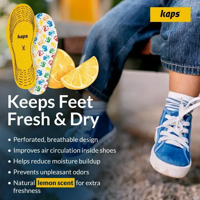 Alt view image 3 of 6 - Kids Insoles Cut to Fit - Breathable Shoe Inserts for Children & Toddler, Prevent Blisters Keep Feet Fresh, Up to 23cm / 9 inch - Kaps Arieto