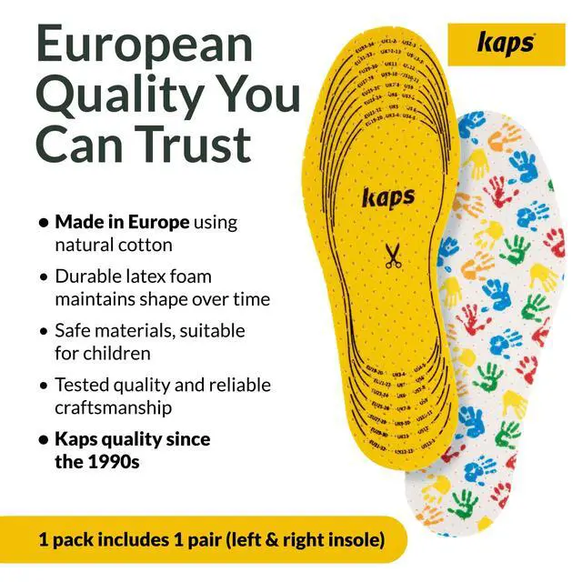 Alt view image 6 of 6 - Kids Insoles Cut to Fit - Breathable Shoe Inserts for Children & Toddler, Prevent Blisters Keep Feet Fresh, Up to 23cm / 9 inch - Kaps Arieto