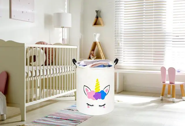 Alt view image 4 of 7 - Round Laundry Basket Storage Bins Nursery Hamper Gift Baskets for Home,Office,Home Decor