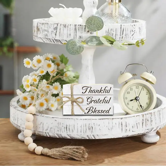 Alt view image 6 of 6 - Decorative Books For Home Decor, Wood Book Stack For Table Decor, Thankful Grateful Blessed Decor Books For Living Room Bookshelf Office Coffee Bar, Thanksgiving Farmhouse Stacked Books Decor (L28)