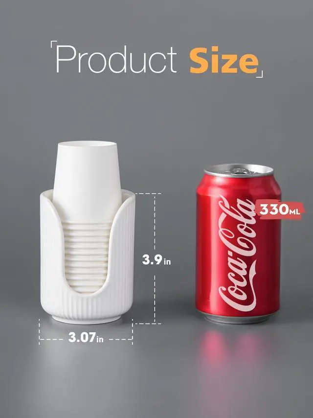 Alt view image 2 of 7 - Bathroom Cup Dispenser, 3oz-4oz Ceramic Paper Cup Holder, Small Countertop Mouthwash Dixie Cups Accessories, for Vanity Countertops, Bathroom, Kitchen, and Dining Room