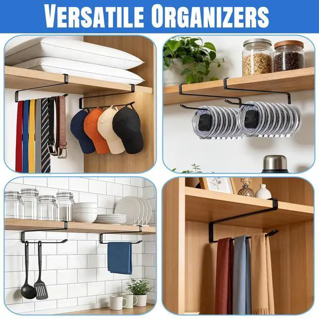 Alt view image 6 of 7 - 2 Pack Tumbler Lid Organizer, No Adhesive or Drilling, Kitchen Space Saver | Versatile Cup & Water Bottle Lid Holder, Under Cabinet Storage, Black