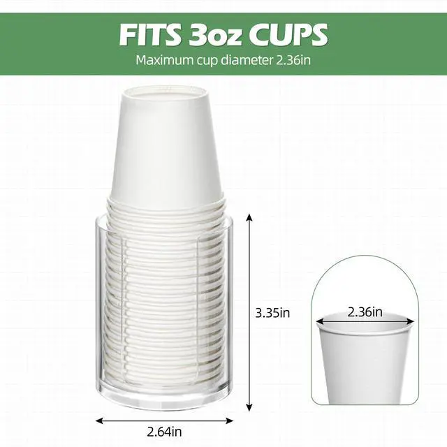Alt view image 2 of 7 - 2 Pack Mouthwash Cups Holder,Bathroom Cup Dispenser,Small Disposable Paper Cup Tray for Bathroom Sink Counter