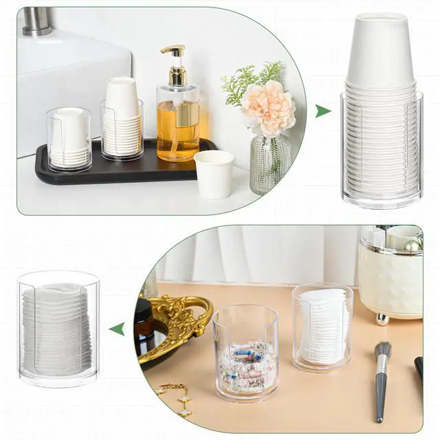 Alt view image 4 of 7 - 2 Pack Mouthwash Cups Holder,Bathroom Cup Dispenser,Small Disposable Paper Cup Tray for Bathroom Sink Counter